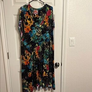 Johnny Was Multicolor Floral V-Neck Dress